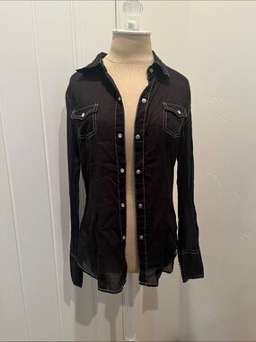 Stetson Black Button-Front Shirt with White Contrast Stitching